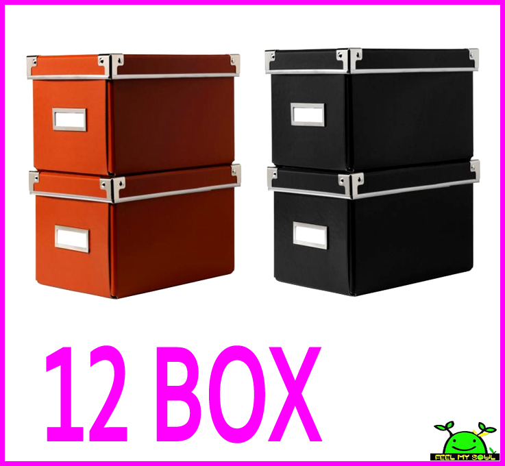 12 Ikea CD Storage Box Organizer Containers w/Lids & Label Holders New