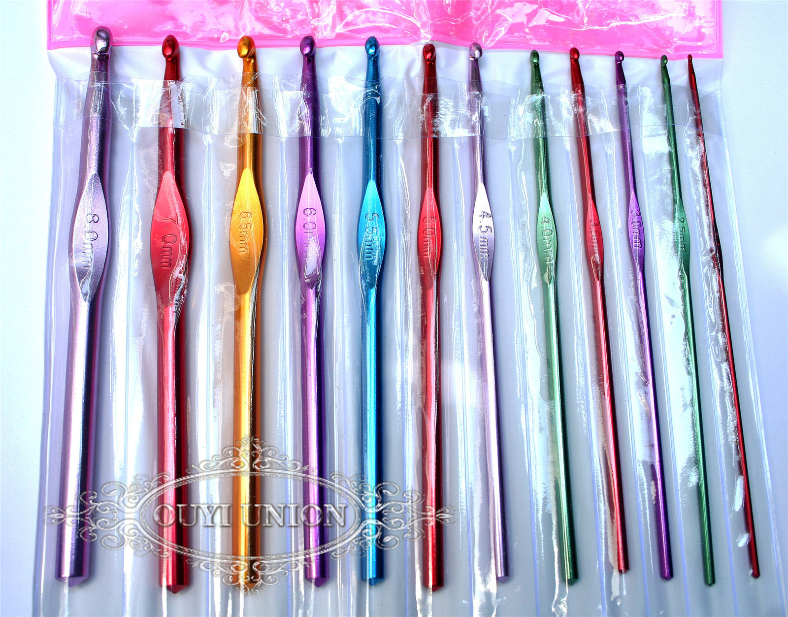 ... 12pc lot Aluminum Steel Crochet Hooks Knitting Needles Set Multi Color