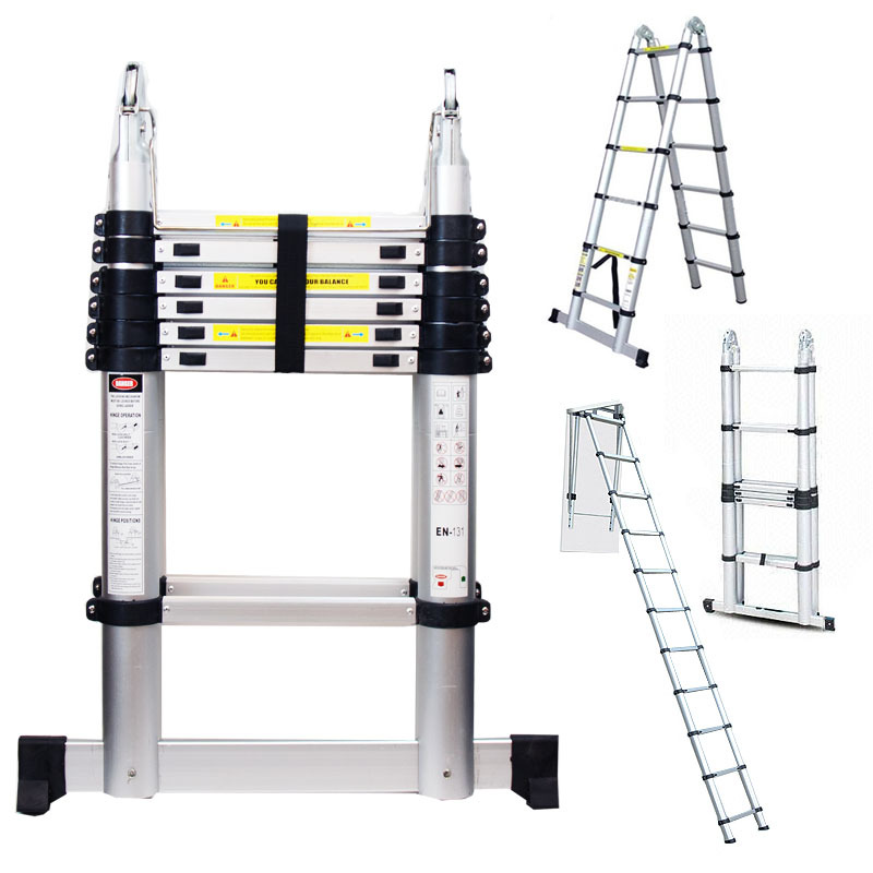 14.5' Ft Multi Purpose Telescoping Extension Ladder 330 Lbs ANSI EN131