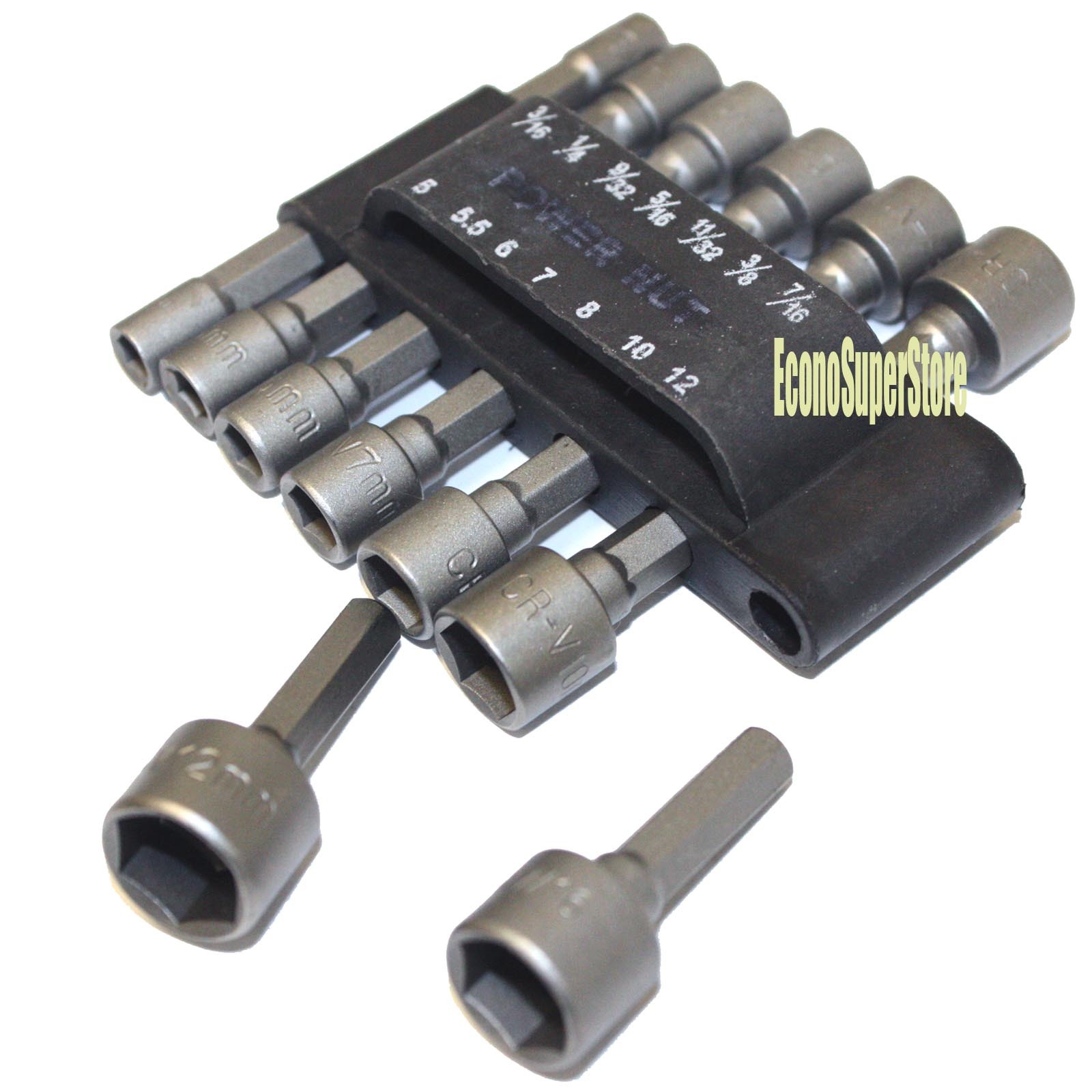 14pc Power Nut Driver Set Dual Metric MM & Standard SAE 1/4" Shank CRV eBay