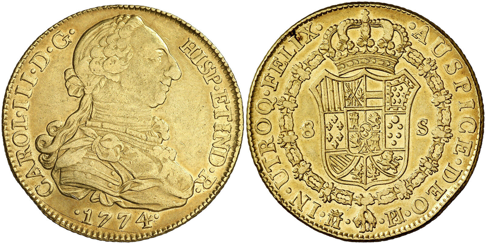 8 Escudos 1774. Carlos III. Madrid. $(KGrHqZHJEME-nGtZjckBP2nUSKg,g~~60_57