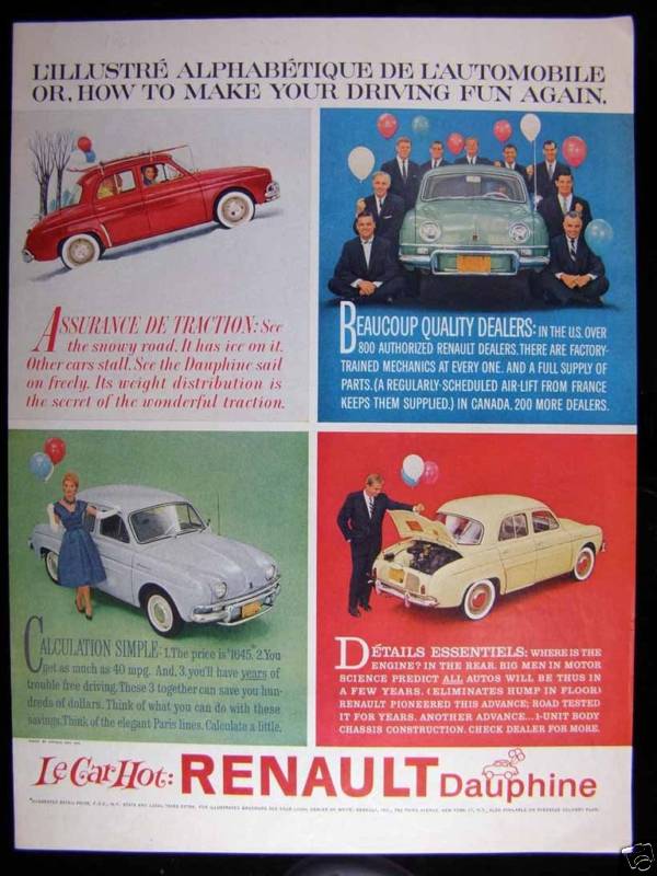 1960 RENAULT DAUPHINE LE CAR HOT PRINT AD BALLOONS eBay