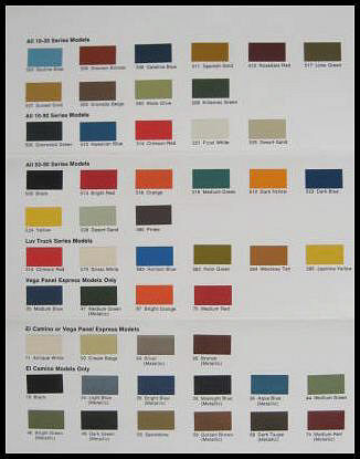 1955 Chevy Truck Color Chart