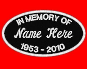 2 Custom Embroidered IN MEMORY Name Patches Personalized Biker Tags Motorcycle in Specialty Services, Custom Clothing & Jewelry, Other | eBay