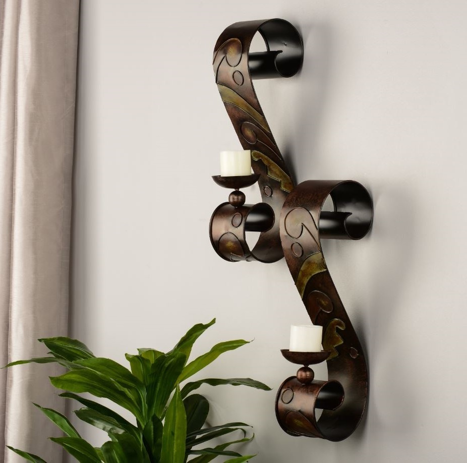 2 Modern Candle Wall Sconce Holder Set Metal Pair Decor Contemporary Vintage Art eBay