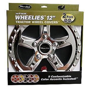 2 New Wheelies Lawn Garden Tractor Wheel Covers Hub Caps for 12 inch Tires GV182