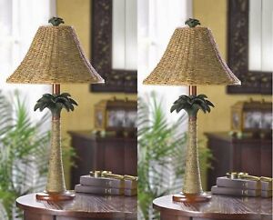Palm Tree Table Lamps on Rattan Styled Palm Tree Table Lamps Lamp 25 1 2 H   Ebay