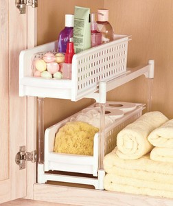 Bathroom Cabinet Storage on Shelf Sliding Under Cabinet Bathroom Storage Organizer Caddy   Ebay