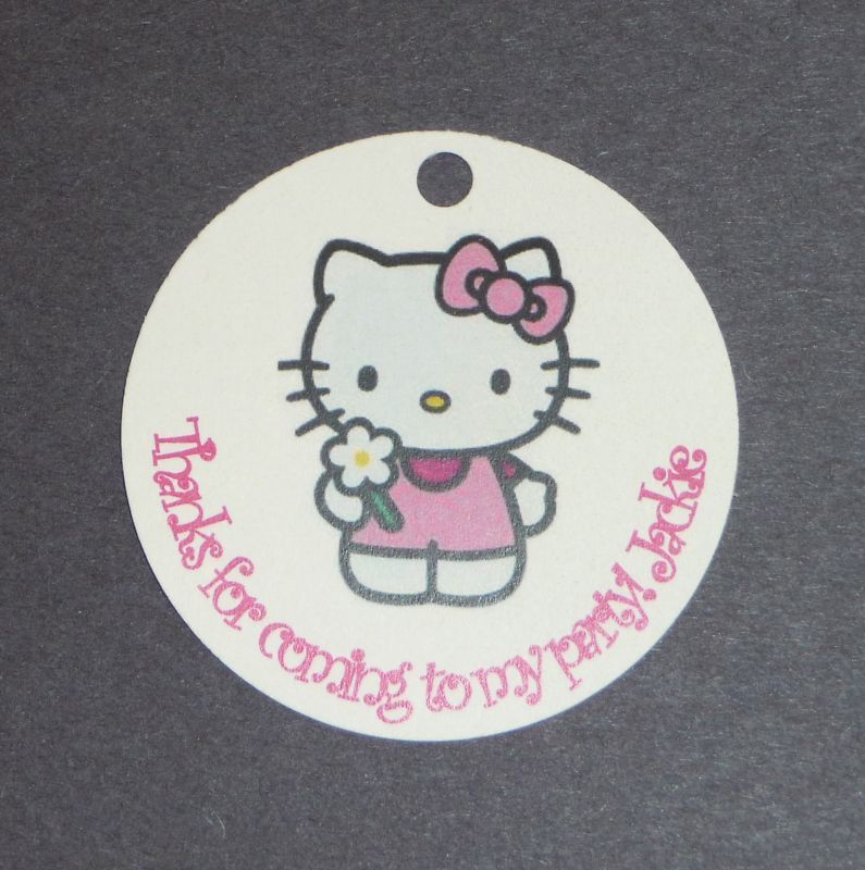 20 Circle Hello Kitty Favor Tags Wording Customized eBay