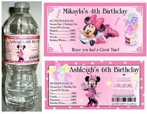 Minnie Mouse Birthday Party Supplies on 20 Minnie Mouse Birthday Party Favors Water Bottle Labels   Ebay