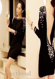 Long Sleeve Backless Dress on Beaded Sexy Lady Deep V Backless Long Sleeve Short Mini Dress   Ebay