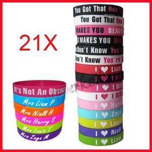  Direction Wristbands on 21x One Direction Bracelet Big Fans 1d Silicone Rubber Wristbands