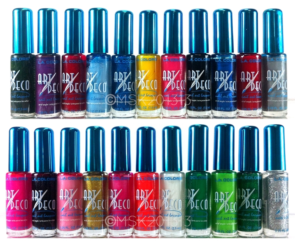 22pc LA COLORS Nail Art Deco Polish Lacquer for Perfect Gift Set All 22