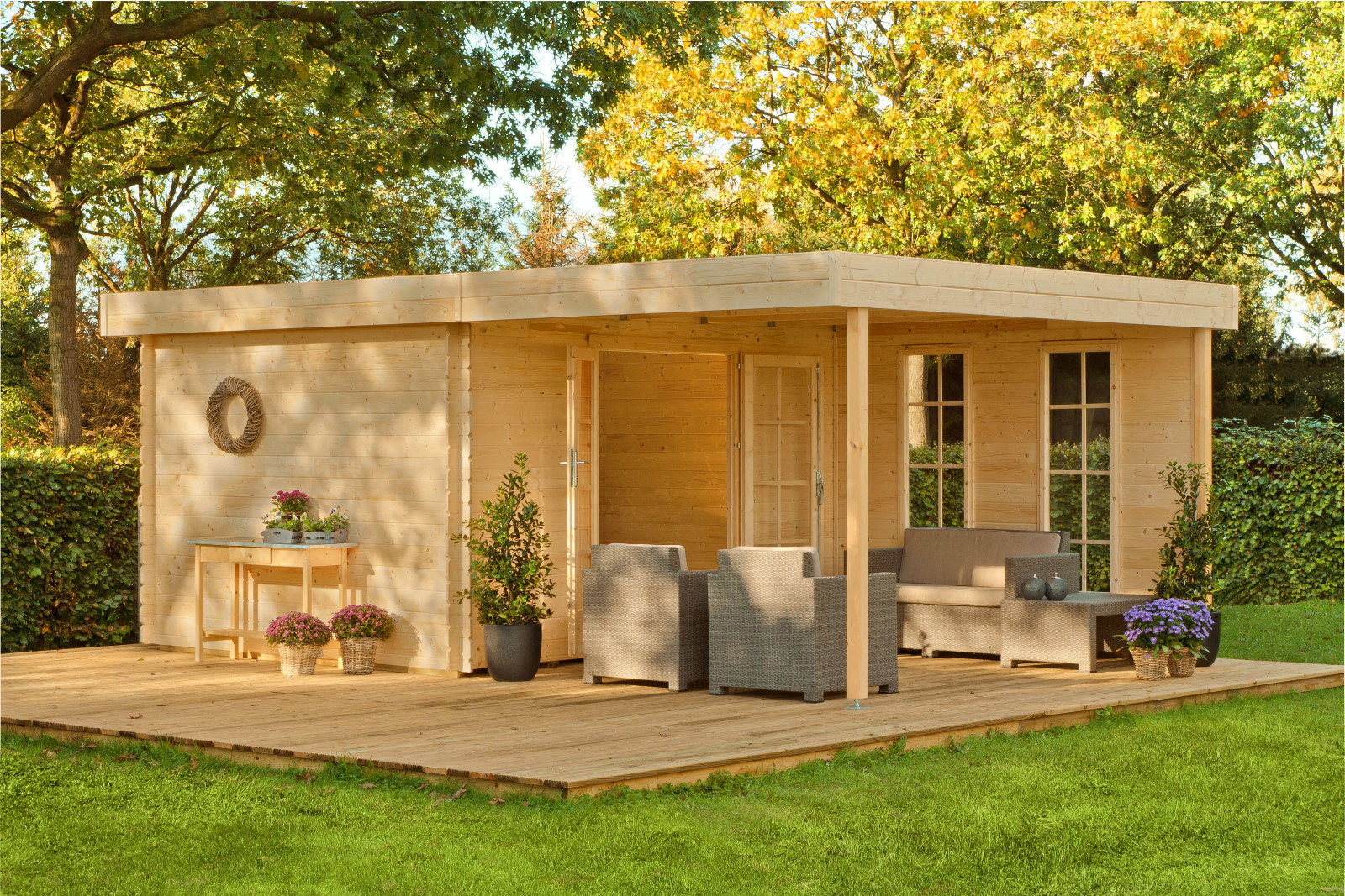 Gartenhaus Holz Flachdach Modern ~ 28 mm Gartenhaus 400×620 cm Holzhaus mit Überdachung Gerätehaus Holz Gartenhaus Holz Flachdach Modern ~ 28 mm Gartenhaus 400×620 cm Holzhaus mit Überdachung Gerätehaus Holz