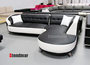2PC NEW MODERN EURO DESIGN LEATHER SECTIONAL SOFA S89R