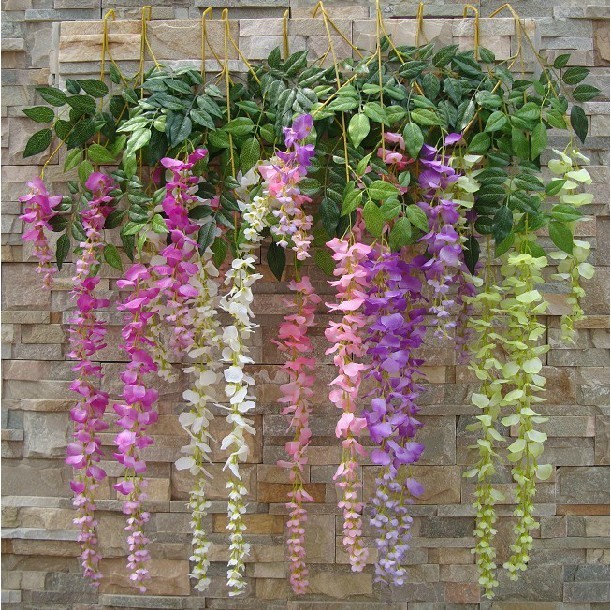 vines wisteria flowering Hanging Wisteria Silk 2X Vine Flower Long Artificial Garland Wedding
