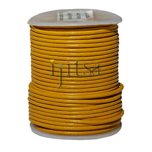 2mm round yellow genuine leather cord 5-yard section (spool is not included)