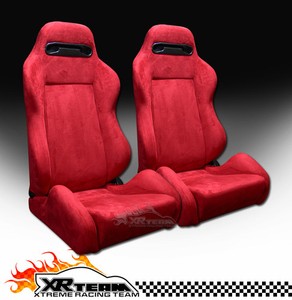 Racing Seat on Type Simulated Suede Red Sport Racing Bucket Seats Sliders Pair Chevy