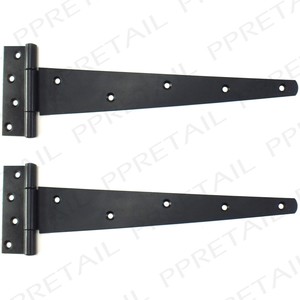 2x LARGE BLACK T HINGES 12"/300mm Long Heavy Duty Shed Door Hang Tee 