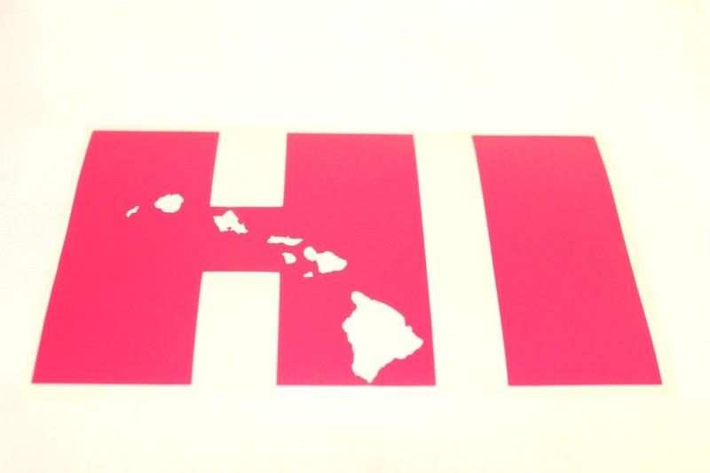 3" DARK PINK HI HAWAII MAP OF HAWAIIAN ISLANDS Car Truck Window Decal
