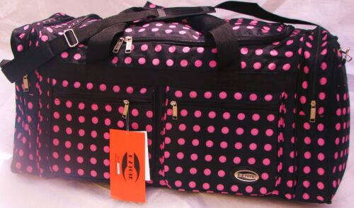 30" 50LB. CAP. BLACK DUFFLE BAG W/ PINK POLKA DOTS/GYM BAG / LUGGAGE / SUITCASE in Travel, Luggage | eBay
