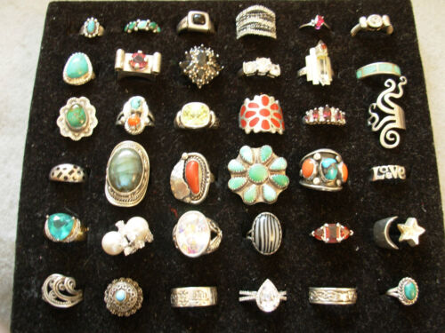 36 Fantastic Sterling Silver Turquoise, Red Coral, etc Handmade Vintage Rings in Jewelry & Watches, Fine Jewelry, Fine Rings | eBay