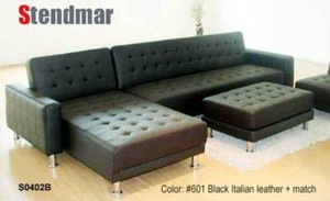 3PC NEW BLACK LEATHER SECTIONAL SOFA to KING BED