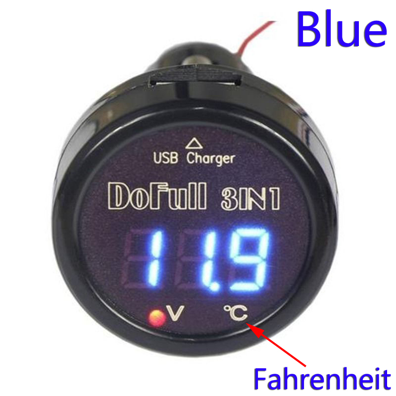 3in1 LED Digital Voltmeter Thermometer 12v 24v Cigarette Lighter USB Car Charger eBay