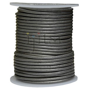 3mm round Silver genuine leather cord 5 yards section (spool is not included)