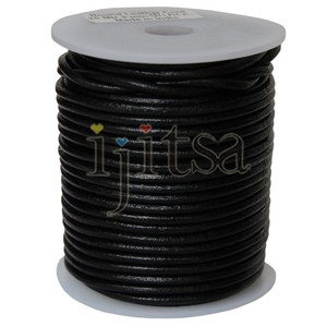 3mm round black genuine leather cord 5 yards section (spool is not included)