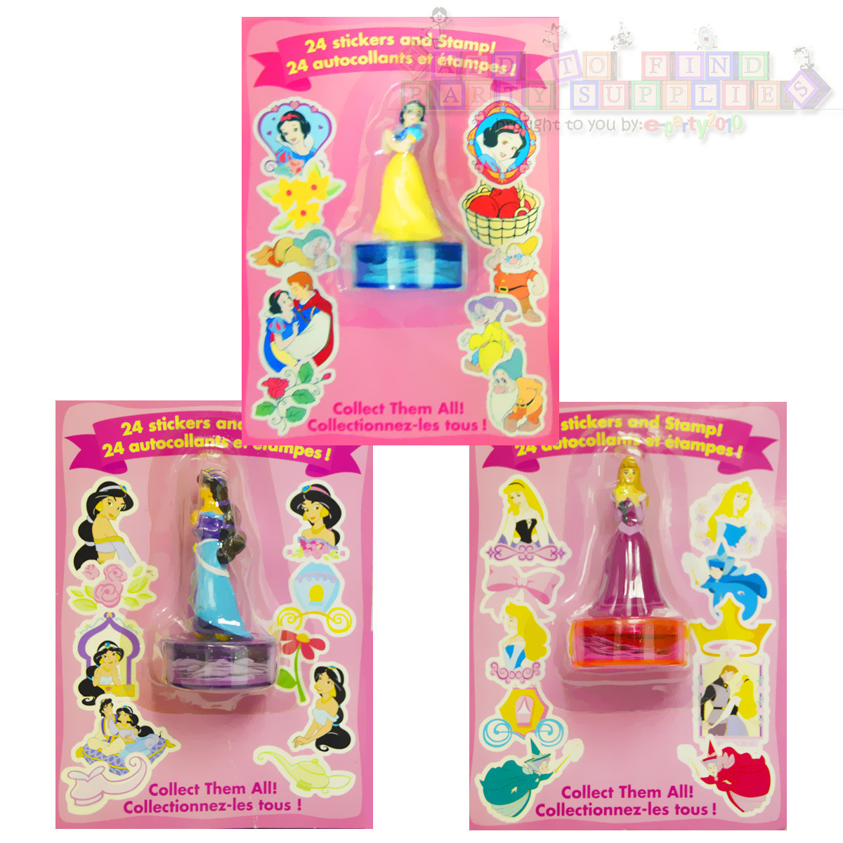 3pc Disney Princess Sticker Stamper Set Birthday Party Supplies