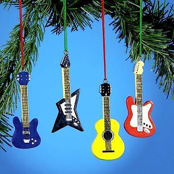 ( 4 ) GUITAR CHRISTMAS TREE HOLIDAY ORNAMENTS BASS ACOUSTIC ELECTRIC ROCK STAR in Collectibles, Holiday & Seasonal, Christmas: Current (1991-Now) | eBay