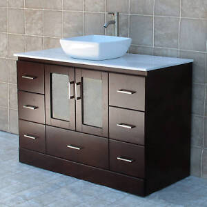 Bathroom Vanities  Tops on 48  Bathroom Vanity Cabinet Top Vessel Sink Faucet Mc2   Ebay