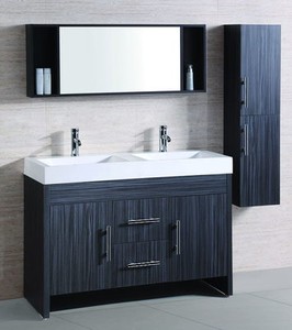 Bathroom Mirros on 48  Transitional Bathroom Double Sink Vanity Cabinet With Free Mirror