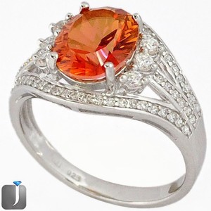 ... ORANGE RAINBOW TOPAZ 925 STERLING SILVER COCKTAIL RING SIZE 8 F15386