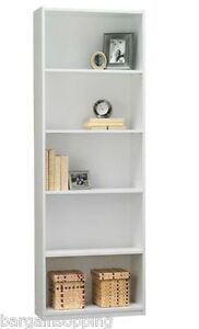 #5 Bookcase Book Shelf 5 Shelves Tiers Adjustable Organize Storage - White