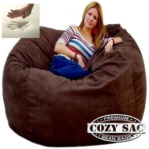 5' XL  Bean Bag Chair Memory Foam Large By Cozy Sack Chocolate Micro Suede New
