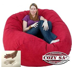 5' XL  Bean Bag Chair Memory Foam Large By Cozy Sack Cinnabar Micro Suede New