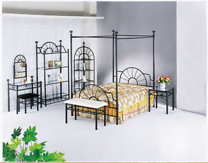 5Pc  Contemporary  Queen Canopy Bed Bedroom Set     ZAC02084