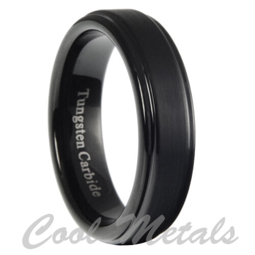 5mm Tungsten Carbide Mens Brushed Stepped Edges Black Wedding Band Ring 5-11.5 in Jewelry & Watches, Men's Jewelry, Rings | eBay
