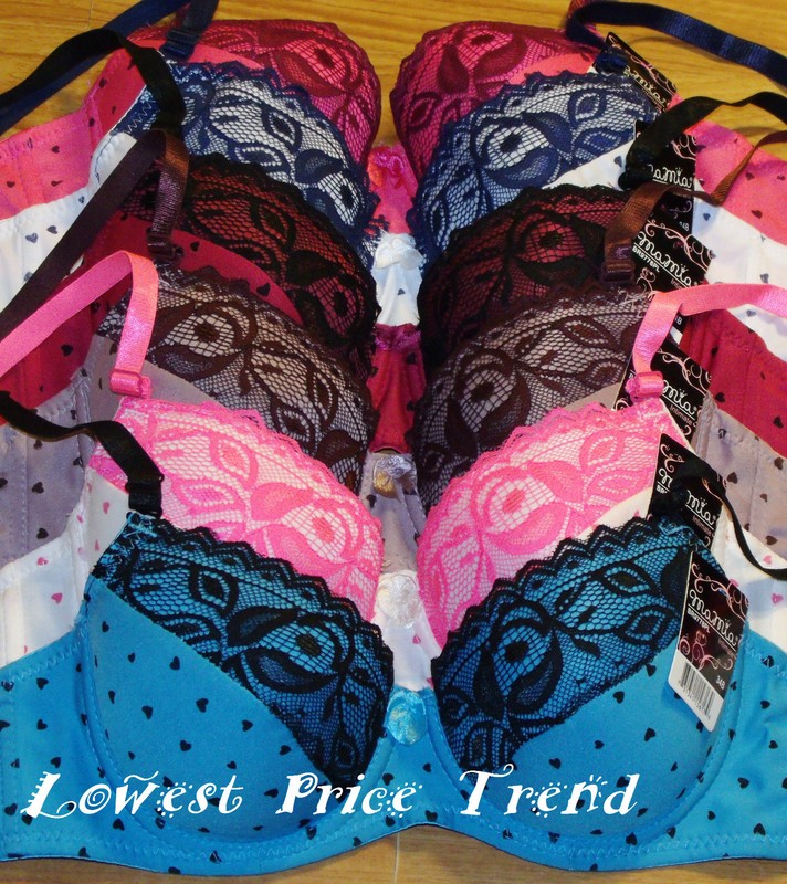 6 Bras BR9778PL LOT Heart Polka DOT 32B 