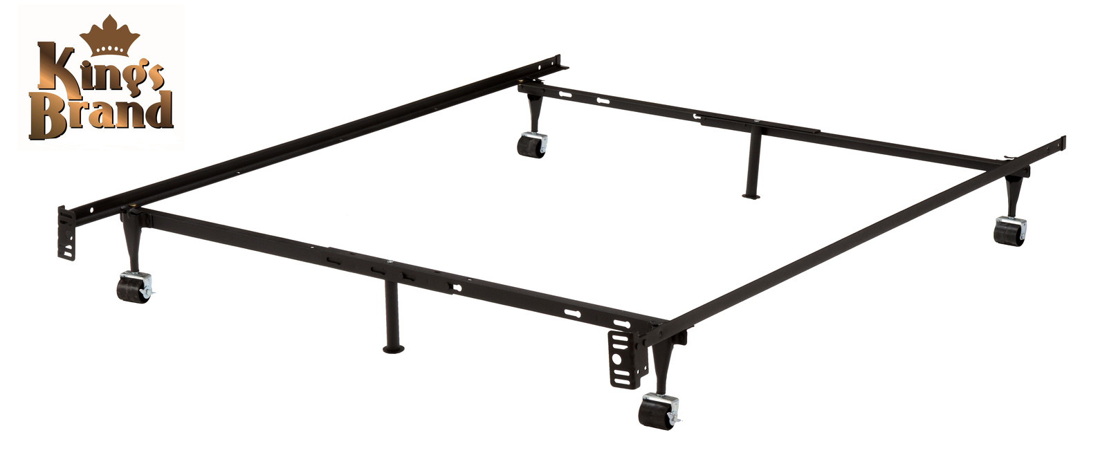 Leg Heavy Duty Metal Full Size Bed Frame with Rug Rollers Locking 