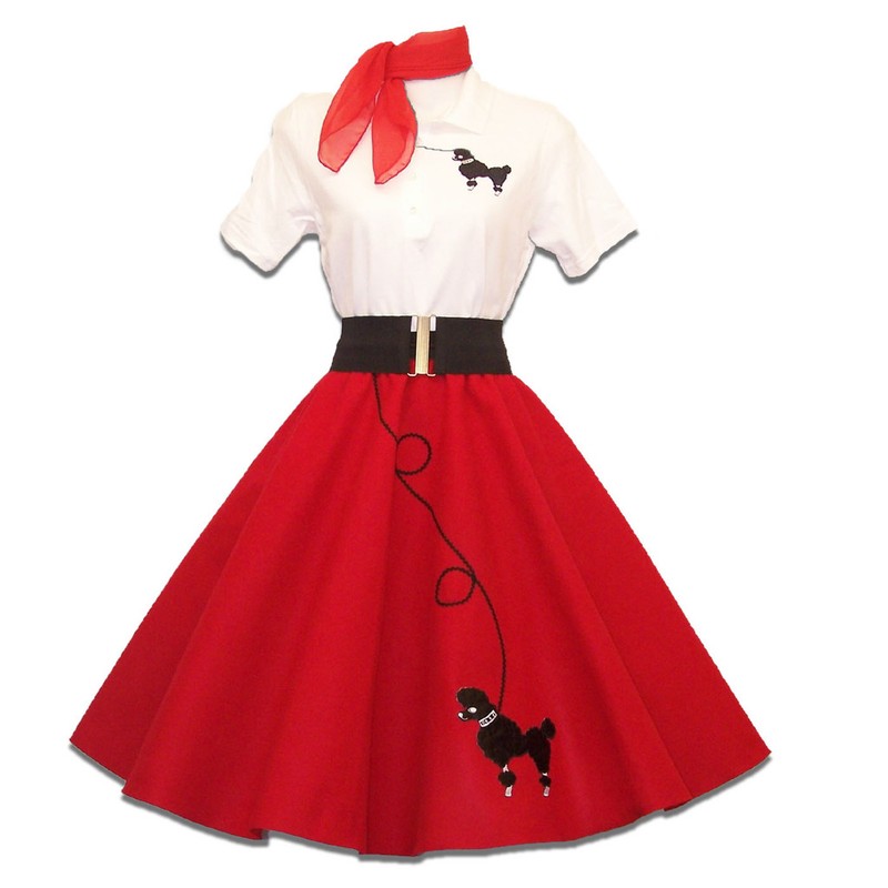 7 pc Adult 50's POODLE SKIRT Outfit Costume Red eBay