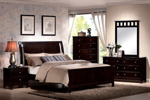 6Pc Contemporary Modern Espresso Brown Queen Bed Bedroom Set Furniture