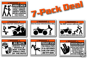 Pack ATV Funny Redneck Warning Stickers Winch Snorkel | eBay