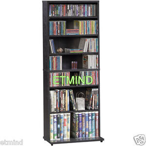 7 Shelves Multimedia Storage Tower 5 Adjustable Shelf Bookcase Bookshelf CD DVD