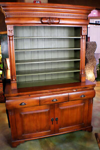 78 inch hutch wine bar Lodge solid mahogany stain exterior Forest Cove interior