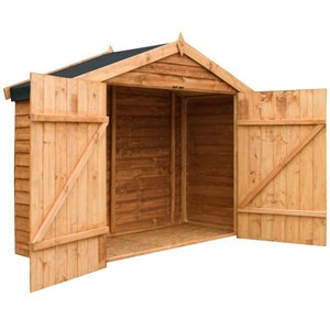 7x3 Wooden Apex Shed Overlap Garden Sheds Double Door Felt &amp; OSB Roof 