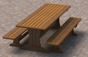 ... Trestle Style Picnic Table with Benches Plans 002 Easy to Build | eBay
