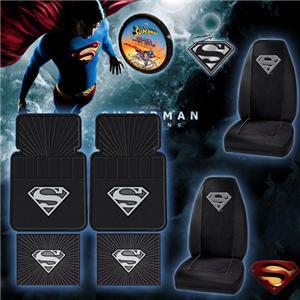 8pc Superman Car Floor Mat Seat Covers Accessories Set On